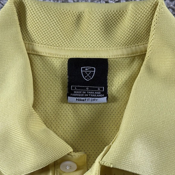 Nike Dri Fit Shirt Men Large Yellow Golf Polo Textured Vented Active Performance - Picture 4 of 13
